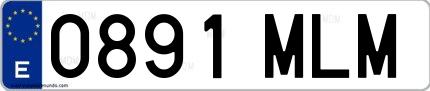 Ejemplo de matrícula española 0891 MLM
