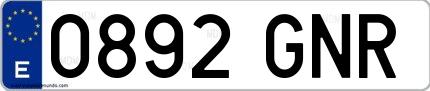 Ejemplo de matrícula española 0892 GNR