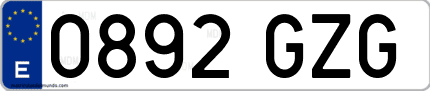 Ejemplo de matrícula de coche ordinaria 0892 GZG