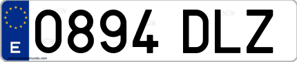 Ejemplo de matrícula de coche ordinaria 0894 DLZ