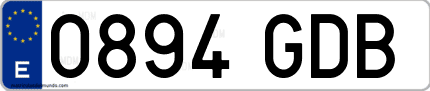 Ejemplo de matrícula de coche ordinaria 0894 GDB