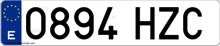 Ejemplo de matrícula de coche ordinaria 0894 HZC