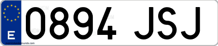 Ejemplo de matrícula de coche ordinaria 0894 JSJ
