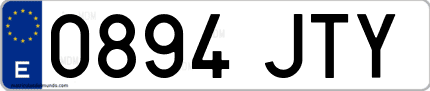 Ejemplo de matrícula de coche ordinaria 0894 JTY