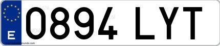 Ejemplo de matrícula española 0894 LYT