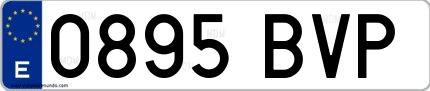 Ejemplo de matrícula española 0895 BVP