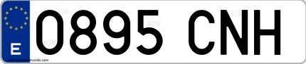 Ejemplo de matrícula española 0895 CNH