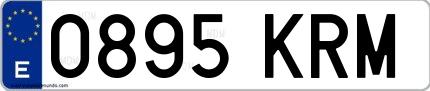 Ejemplo de matrícula española 0895 KRM