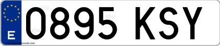 Ejemplo de matrícula española 0895 KSY
