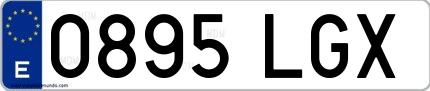 Ejemplo de matrícula española 0895 LGX