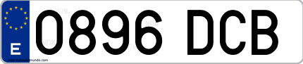 Ejemplo de matrícula de coche ordinaria 0896 DCB