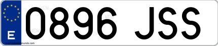Ejemplo de matrícula española 0896 JSS