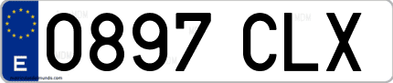 Ejemplo de matrícula de coche ordinaria 0897 CLX