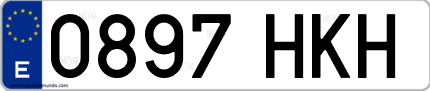 Ejemplo de matrícula de coche ordinaria 0897 HKH