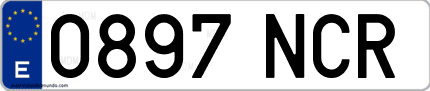 Ejemplo de matrícula de coche ordinaria 0897 NCR