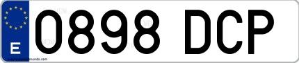 Ejemplo de matrícula española 0898 DCP