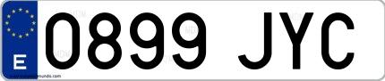 Ejemplo de matrícula española 0899 JYC