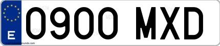 Ejemplo de matrícula española 0900 MXD