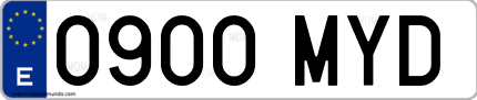 Ejemplo de matrícula de coche ordinaria 0900 MYD