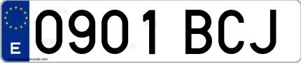 Ejemplo de matrícula española 0901 BCJ
