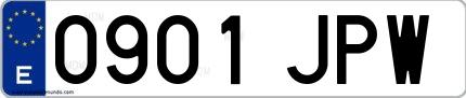 Ejemplo de matrícula española 0901 JPW
