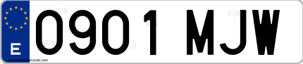 Ejemplo de matrícula de coche ordinaria 0901 MJW