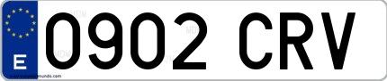 Ejemplo de matrícula española 0902 CRV