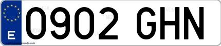 Ejemplo de matrícula española 0902 GHN