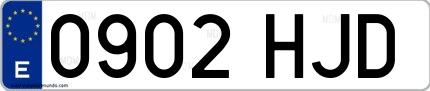 Ejemplo de matrícula española 0902 HJD