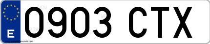 Ejemplo de matrícula española 0903 CTX