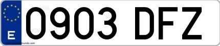 Ejemplo de matrícula española 0903 DFZ