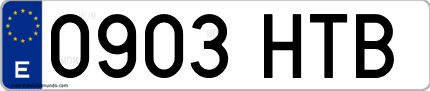 Ejemplo de matrícula de coche ordinaria 0903 HTB