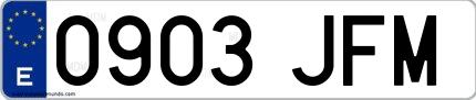 Ejemplo de matrícula española 0903 JFM
