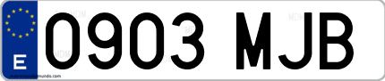 Ejemplo de matrícula de coche ordinaria 0903 MJB