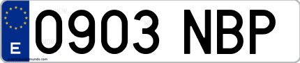 Ejemplo de matrícula de coche ordinaria 0903 NBP