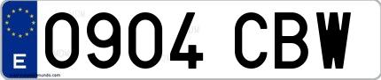 Ejemplo de matrícula española 0904 CBW