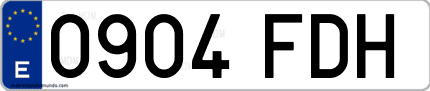 Ejemplo de matrícula de coche ordinaria 0904 FDH