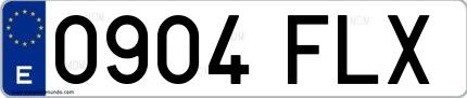 Ejemplo de matrícula española 0904 FLX