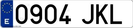 Ejemplo de matrícula española 0904 JKL