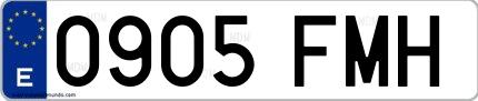 Ejemplo de matrícula española 0905 FMH