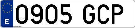Ejemplo de matrícula de coche ordinaria 0905 GCP