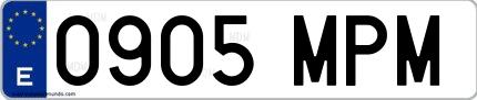 Ejemplo de matrícula española 0905 MPM