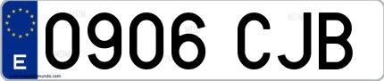 Ejemplo de matrícula española 0906 CJB