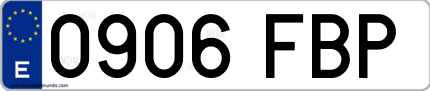 Ejemplo de matrícula de coche ordinaria 0906 FBP