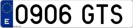 Ejemplo de matrícula española 0906 GTS