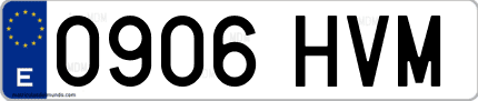Ejemplo de matrícula de coche ordinaria 0906 HVM