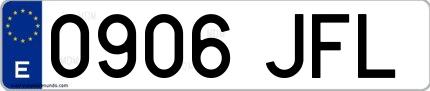 Ejemplo de matrícula española 0906 JFL