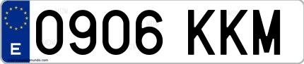 Ejemplo de matrícula española 0906 KKM