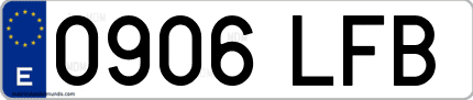 Ejemplo de matrícula de coche ordinaria 0906 LFB