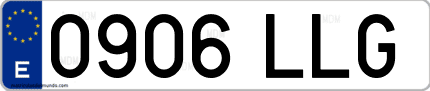 Ejemplo de matrícula de coche ordinaria 0906 LLG